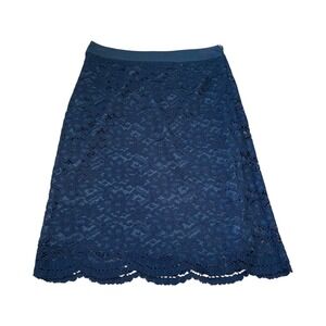 Trulli Petite Navy Blue‎ Lace Skirt Lined Knee Length Career Party Women's 2P